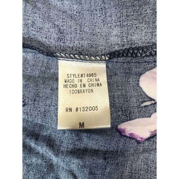 Entro Women's Blue Floral Tiered Sleeveless Relaxed Flowy Top Size Medium - Picture 4 of 5